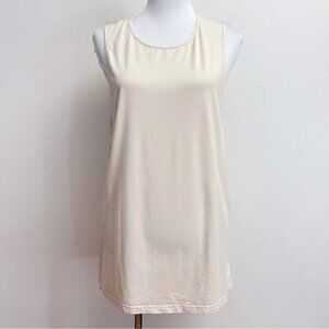 Alphalete Cream Athletic Drop Shoulder Longline Side Slit Tank Top Large